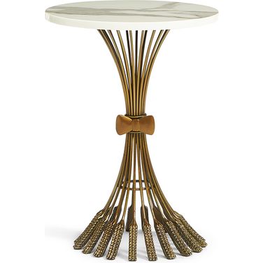Itzel Martini Table In Antique Brass and White