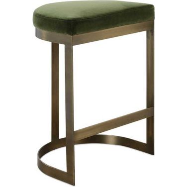 Ivanna Brass Moss Counter Stool In Gold and Green