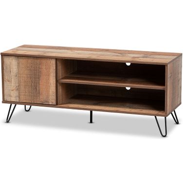 Iver Modern And Contemporary Rustic Oak Finished 1-Door Wood Tv Stand