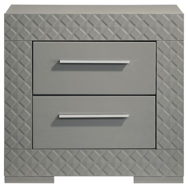 Ives 2-Drawer Nightstand Bedside Table In Grey High Gloss