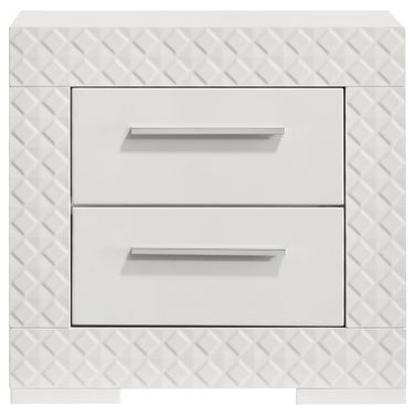 Ives 2-Drawer Nightstand Bedside Table In White High Gloss