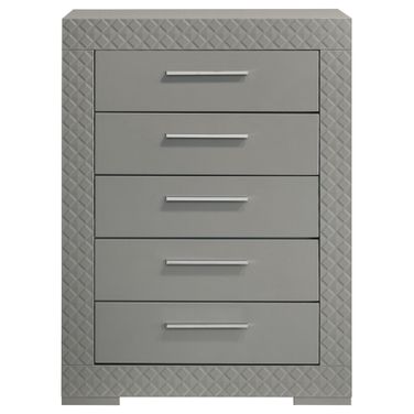 Ives 5-Drawer Bedroom Chest of Drawers In Grey High Gloss