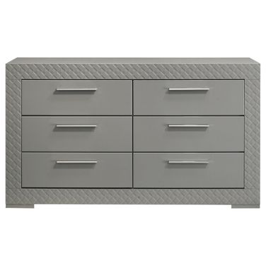 Ives 6-Drawer Dresser Cabinet In Grey High Gloss