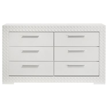 Ives 6-Drawer Dresser Cabinet In White High Gloss