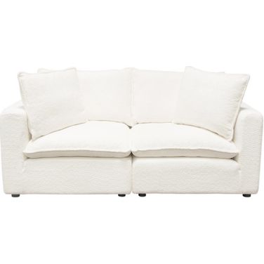 Ivy 2-Piece Modular Sofa In White Faux Shearling With Feather Down Seating
