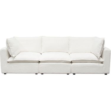 Ivy 3-Piece Modular Sofa In White Faux Shearling With Feather Down Seating