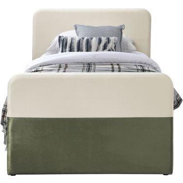 Ivy Velvet Twin Trundle and Storage Bed In Olive