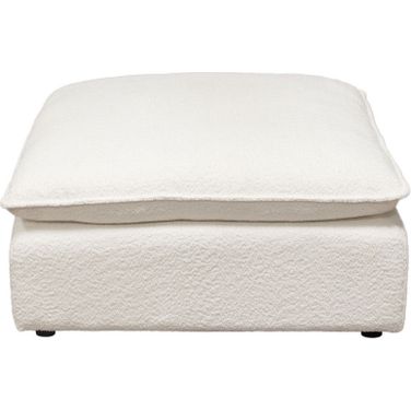 Ivy Square Ottoman In White Faux Shearling With Feather Down Seating