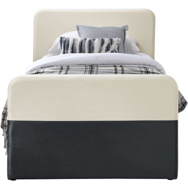 Ivy Velvet Twin Trundle and Storage Bed In Black and Cream