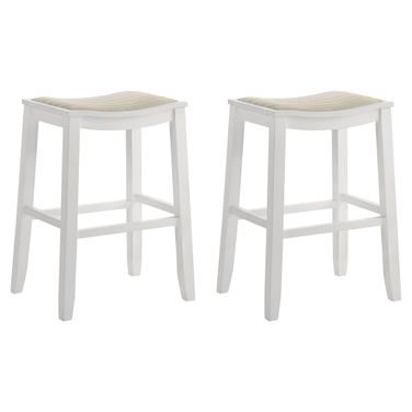 Iyani Bar Height Bar Stool Set of 2 In White and Dune Cloud