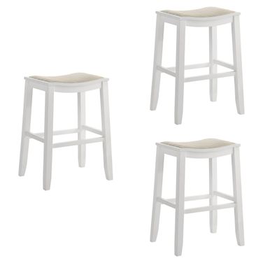 Iyani Bar Height Bar Stool Set of 3 In White and Dune Cloud