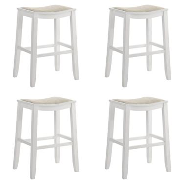 Iyani Bar Height Bar Stool Set of 4 In White and Dune Cloud