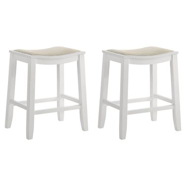 Iyani Counter Height Bar Stool Set of 2 In White and Dune Cloud