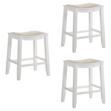 Iyani Counter Height Bar Stool Set of 3 In White and Dune Cloud