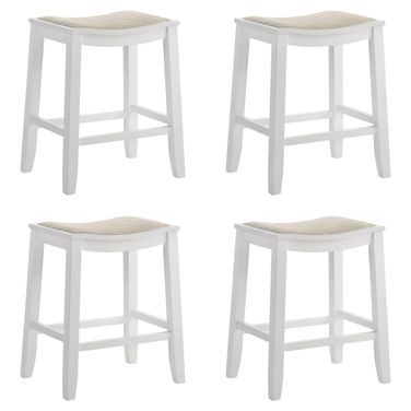 Iyani Counter Height Bar Stool Set of 4 In White and Dune Cloud