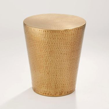 Izmir Hammered Side Table In Antique Brass
