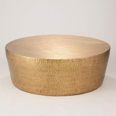 Izmir Large Hammered Cocktail Table In Antique Brass