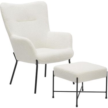 Izzy Lounge Chair with Ottoman In White