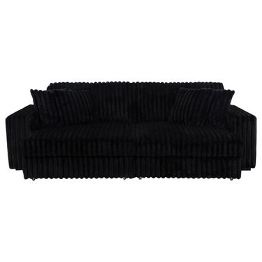 Jacana Corduroy Upholstered Dual Power Chaise Sofa In Black