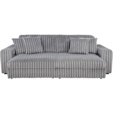 Jacana Corduroy Upholstered Dual Power Chaise Sofa In Grey