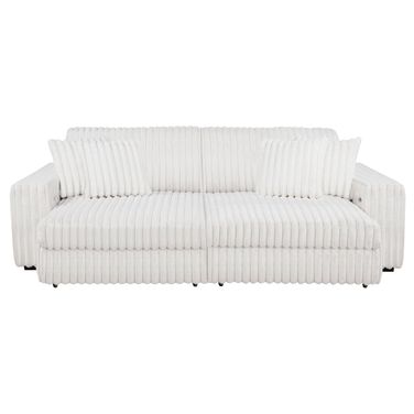 Jacana Corduroy Upholstered Dual Power Chaise Sofa In Ivory