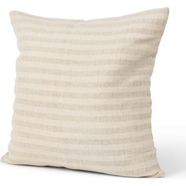 Jace Beige Stripe Linen Cotton Square Decorative Pillow Cover In Cream