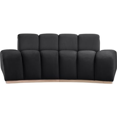 Jace Velvet Loveseat In Black and Natural