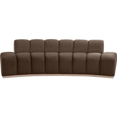 Jace Velvet Sofa In Brown and Natural