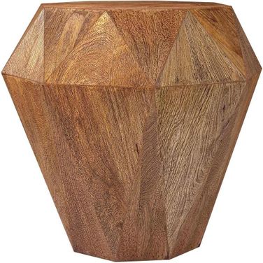 Jacinto Octagonal Solid Mango Wood Side Table In Natural Brown
