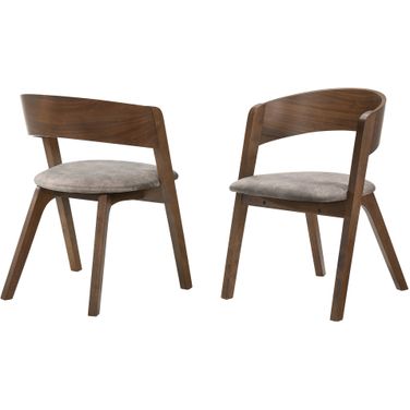 Jackie Mid-Century Upholstered Dining Chair Set of 2 In Walnut Finish