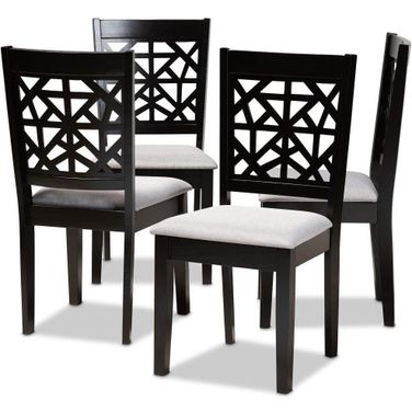 Jackson Modern and Contemporary Grey Fabric Upholstered and Espresso Brown Finished Wood 4-Piece Dining Chair Set
