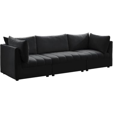 Jacob Velvet 3 Seater Modular Sofa with Arm Support In Black