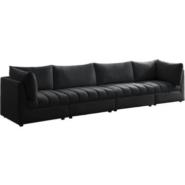 Jacob Velvet 4 Seater Modular Sofa with Arm Support In Black