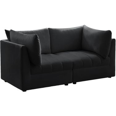 Jacob Velvet 2 Seater Modular Sofa with Arm Support In Black
