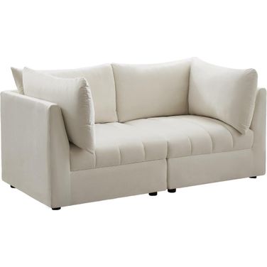 Jacob Velvet 2 Seater Modular Sofa with Arm Support In Cream