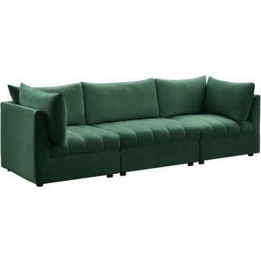 Jacob Velvet 3 Seater Modular Sofa with Arm Support In Green