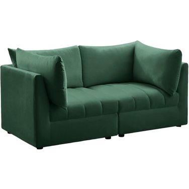 Jacob Velvet 2 Seater Modular Sofa with Arm Support In Green