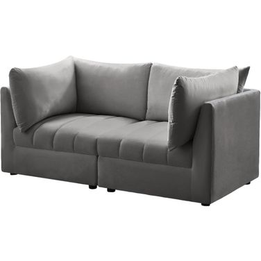 Jacob Velvet 2 Seater Modular Sofa with Arm Support In Grey