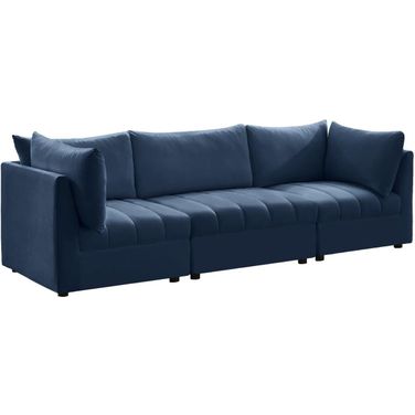 Jacob Velvet 3 Seater Modular Sofa with Arm Support In Navy