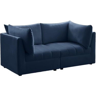 Jacob Velvet 2 Seater Modular Sofa with Arm Support In Navy