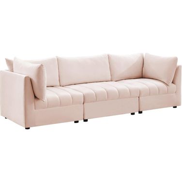 Jacob Velvet 3 Piece Modular Sofa In Pink