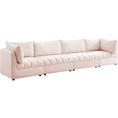 Jacob Velvet 4 Piece Modular Sofa In Pink