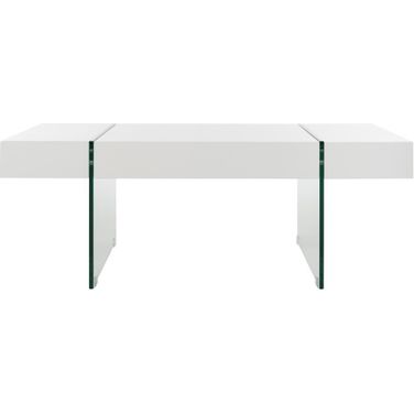 Jacob White Rectangular Glass Leg Modern Coffee Table