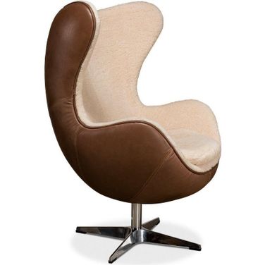 Jacobean Brown Mid 20Th Century Leather Egg Chair