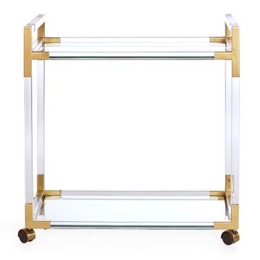 Jacques Bar Cart In Brass and Clear Acrylic