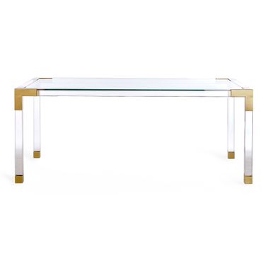 Jacques Dining Table In Brass and Clear Acrylic