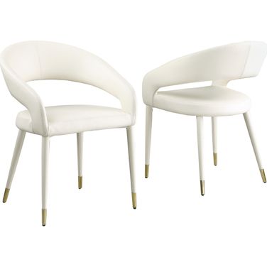 Jacques Faux Leather Dining Chairs In Cream White Set of 2