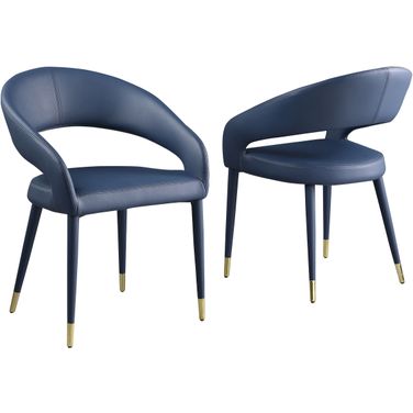 Jacques Faux Leather Dining Chairs In Navy Blue Set of 2