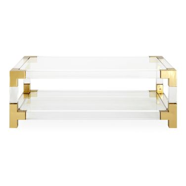 Jacques Grand Cocktail Table In Brass and Clear Acrylic