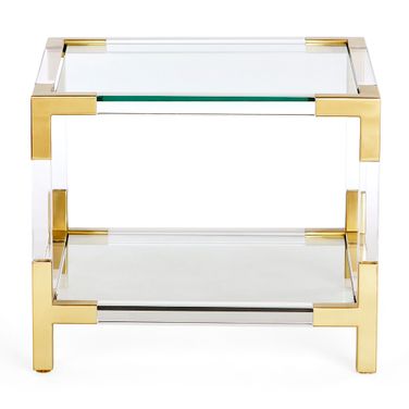Jacques Two-Tier Accent Table In Brass and Clear Acrylic